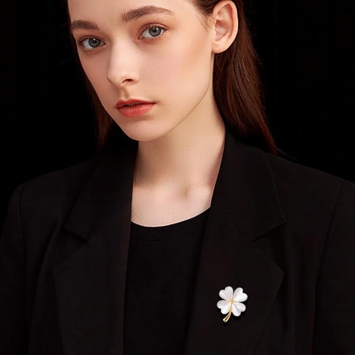 Pearl Flower Brooch for Women - Gold Plated Pearl Flower Pin Rhinestone Buttons Lapel Pin Jewelry - Valentine's Day Gift