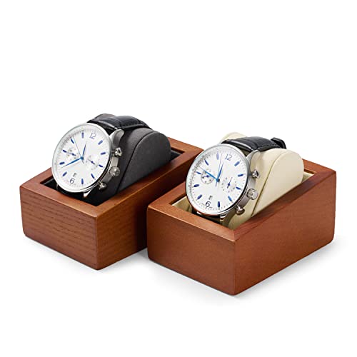 Solid Wood Watch Organizer - Display Case & Stand for Men's Watches & Bracelets - color: WHITE WATCH BOX