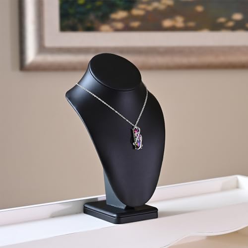 MOOCA 2 Pcs Deluxe Faux Leather Medium Necklace Chain Jewelry Display Holder, Jewelry Stand, Necklaces Display Mannequin Bust Stand, Black Faux Leather - color: 3) Black Faux Leather, 2 pieces