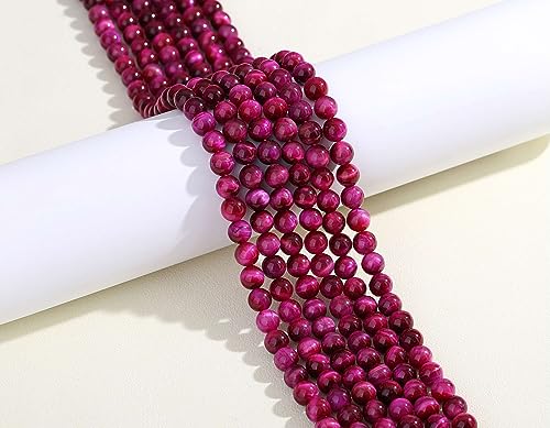 LAIDANLA Rose Pink Tiger Eye Stone 8mm Natural Stone Beads Round Loose Gemstone Beads for DIY Bracelet Necklace Earrings Jewelry Making Polishing Beading Crystal 96PCS 2 Strand 32" - color: Y-Rose Pink Tiger Eye, size: 8mm