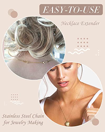 OHINGLT Necklace Extender 10Pcs Chain Extenders for Necklaces Bracelet, 14K Gold Plated Stainless Steel Extension Chain for Women Jewelry Making - color: Necklace Extender 10Pcs Gold