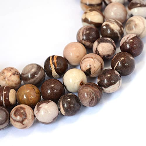 KISSITTY 235pcs 8mm Natural Africa Zebra Jasper Bead Strands, Natural Gemstone Crystal Beads Round Smooth Chakra Beads Energy Healing Crystals Gemstones for DIY Jewelry Bracelets Necklaces Making - color: Natural Africa Zebra Jasper