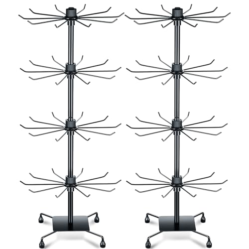 BBTO 2 Pcs Rotating Display Stand Jewelry Display Rack with Hooks Metal Earrings Stand for Vendors Necklace Bracelet Selling(Black,37.4 x 15.8 Inch) - color: Black, size: 37.4 x 15.8 Inch