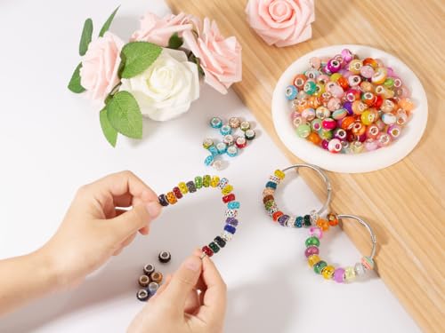ZHIYUXI 12Styles Large Hole Beads for Jewelry Making European Big Hole Lampwork Spacer Rhinestone Bead for DIY Necklace Bracelet - color: A-12Styles