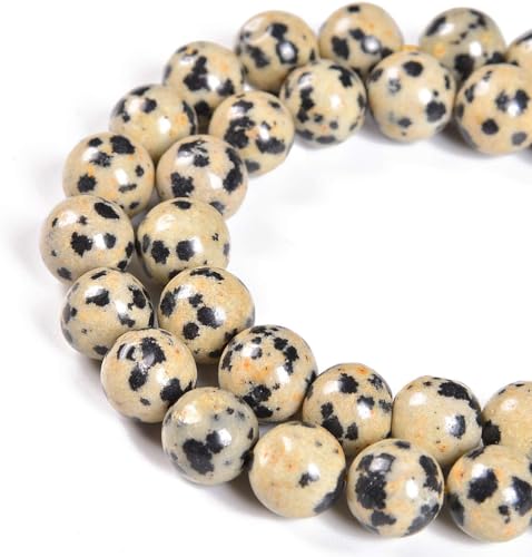 AD Beads Natural Gemstones 8mm Round Loose Beads 15'' ~ 16'' Pick Stone (Smooth Dalmation Jasper) - color: Smooth Dalmation Jasper