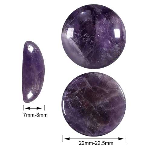 moonsix 10PCS Round Amethyst Cabochons Flatback CAB Gemstone Beads Crystal Flat Stone for DIY Craft Jewelry Making, 22mm - color: purple, size: 22mm