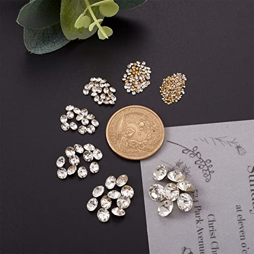 Fashewelry 2600pcs 7 Size Glass Pointed Back Rhinestone with Golden Back 1mm/2mm/3mm/4mm/5mm/6mm/8mm Crystal Faceted Diamond Loose Stone Clear Round Rhinestone Cabochons for Nail Art Replacing Jewelry - color: Clear, Golden Back, size: 1mm/2mm/3mm/4mm/5mm