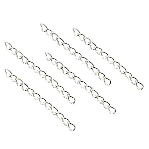 Tail Extender Chain 100PCS Silver 50 x 4mm Chain Extension Tails for DIY Jewelry Making - color: Silver