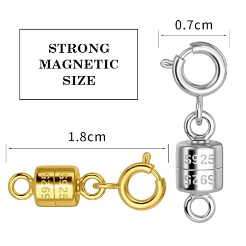 925 Sterling Silver Magnetic Necklace Clasps and Closures,Silver Necklace Extender,Bracelet Clasps,Chain Extenders for Necklaces,Necklace Magnetic Clasp (Sliver Magnetic Necklace 4pcs) - color: sliver magnetic necklace 4pcs
