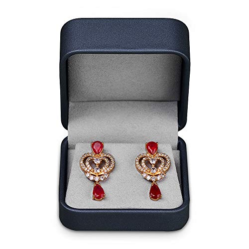 Blue Round Corner Earrings Gift Box PU Leather Jewelry Earring Gift Packaging Box - color: Earring box
