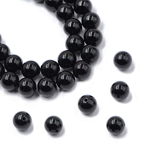 AD Beads Natural Gemstone Round Loose Beads 15" for Bracelet Necklace Earrings Jwelery Making Crafts DIY (4mm, Black Onyx) - color: Black Onyx, size: 4mm