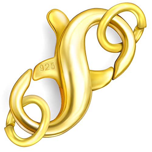 Dailyacc S925 Double Opening Lobster Clasp Sterling Silver and Gold Necklace Bracelet Extender Clasps and Closures for DIY Jewelry - color: Gold, size: 21mm × 11mm