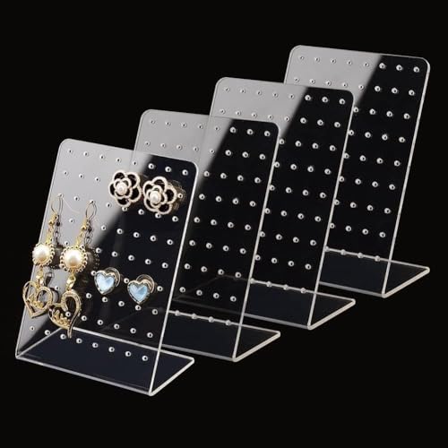 2Pcs Earrings Stand Display, 72 Holes Acrylic Earring Holder Organizer, Ear Studs Jewelry Storage Display, Rack Showcase Earrings Display, Stand Earring Storage
