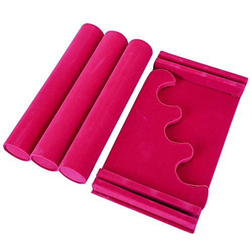 ChezMax Triple Tier Jewery Display Removable Bracelet Holder Jewelry Stand Necklace Stand Jewelry Towers and Watch Holder for Home Organization - color: B- Rose Red Velvet