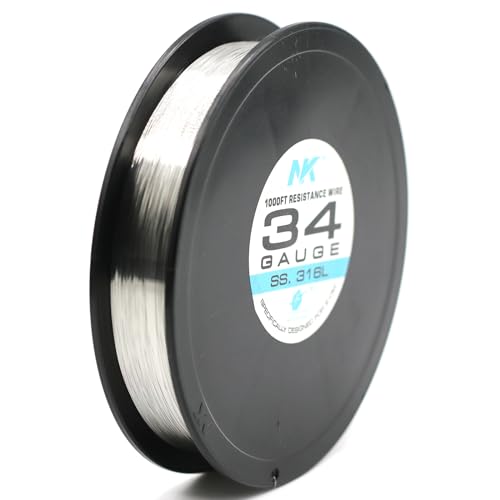 NK Jewelry Making Wire Stainless Steel 316L Soft Annealed AWG 22 24 26 27 28 29 30 32 34 36 38 40 Gauge (SS316L 34Ga 1000Feet, 1) - size: SS316L 34Ga 1000Feet