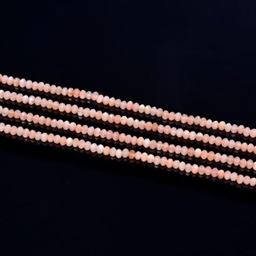 Adabele 15 Inch Natural Pink Moonstone Healing Gemstone 4mm x 3mm Tiny Small Faceted Round Rondelle Loose Beads Stone Spacer (170-180pcs) for Craft Jewelry Making GK-B6 - color: Pink Moonstone, size: 4mm x 3mm - 15 inch/1 strand