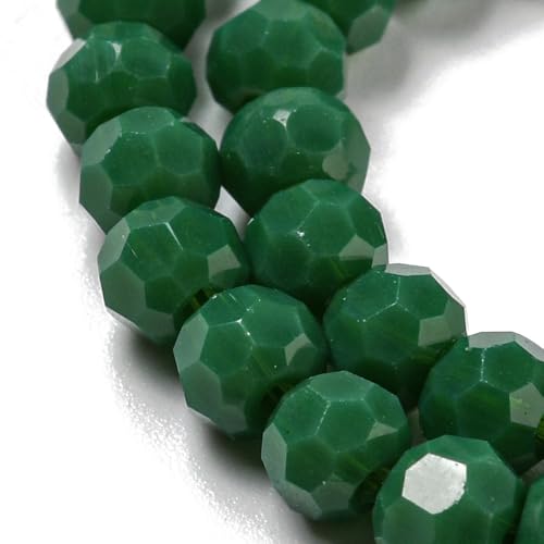 Perlin Czech Bohemian Crystal Glass Beads Faceted Round 4mm 90 Pieces Loose Spacer 1 Strand Beads for DIY Jewelry Earrings Necklace Bracelet Making (Green Opaque) - color: Green opaque