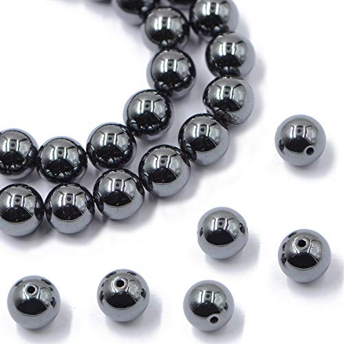 AD Beads Natural Gemstone Round Loose Beads 15" for Bracelet Necklace Earrings Jwelery Making Crafts DIY (4mm, Black Hematite) - color: Black Hematite, size: 4mm