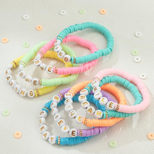 JIASHUYEYE Preppy Bracelets for Teen Girls - Stackable Boho Surfer Friendship Bracelets Set for Little Girls & Women - style: 18Pcs - Inspiration