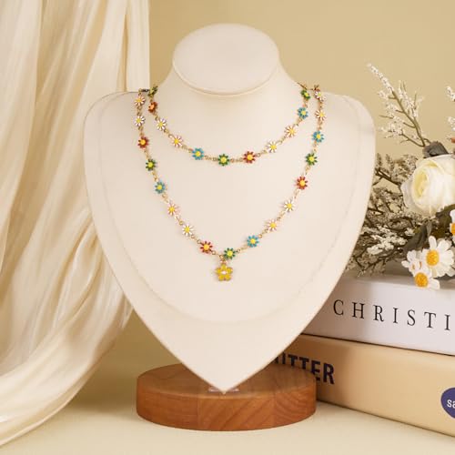 SMYHTGLIF 9.8 Feet Gold Daisy Jewelry Chain Stainless Steel Chain for Jewelry Making Colorful Flower DIY Making Findings - color: Colorful Gold
