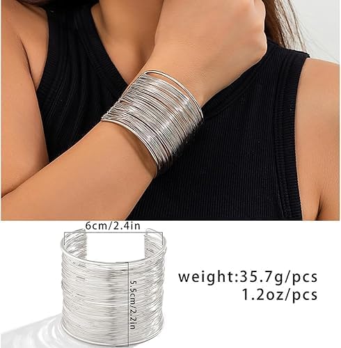 3PCS Chunky Gold Cuff Bracelets for Women Gold Statement Bangle Bracelets Set Arm Cuff Upper Arm Punk Jewelry