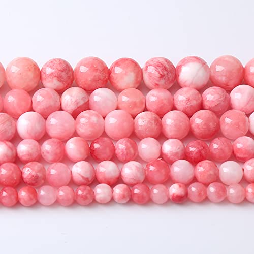 90pcs 4mm Natural Pink White Persian Jade Gemstone Beads Round Loose Spacer Beads for Jewelry Making DIY Bracelets Necklaces 15" (Pink Persian Jade, 4mm) - color: Pink Persian Jade, size: 4mm
