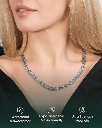MagnetRX Titanium Magnetic Necklace – Ultra Strength Magnetic Necklaces for Men & Women – Effective Titanium Necklace with 55 Magnets (Silver, 20 Inches) - color: Silver, size: 20 Inch (Pack of 1)
