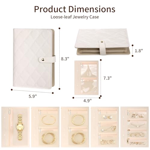 Travel Jewelry Organizer Case Jewelry Storage Book Ring Binder with Clear Zipper Velvet Portable Organizer Bag Jewelry Pouches Bags for Necklaces Earrings Rings Bracelets