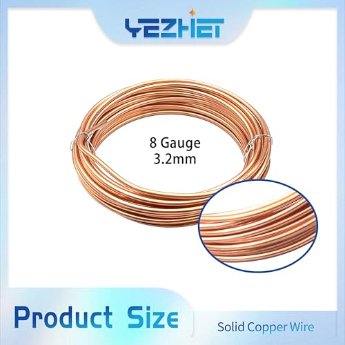 8 Gauge Soft Soild Copper Wire, 21 ft 1LB, 99.9% Pure for Electroculture Gardening, Jewelry Making, Beading, Science Projects - size: 8GA