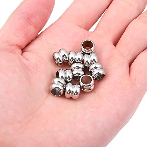 BEADIA Stainless Steel Spacer Beads 8x9mm Double Threaded Loose Charm Caps Beads for DIY Jewelry Making 10pcs with 6mm Hole - color: 8x9mm 6mm