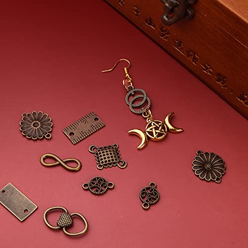 BronaGrand Connector Charms, 100g Craft Supplies, Antique Bronze, Heart, Cross, Flower, Ruler Shapes, Jewelry Making - color: Antique Bronze
