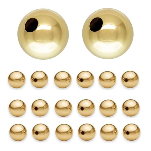100pcs Adabele Tarnish Resistant 10mm Seamless Smooth Round Beads 18K Yellow Gold Plated Brass Spacer (Hole 1.5mm) for DIY Craft Jewelry Making BF252-10 - size: 10mm (0.4 inch)