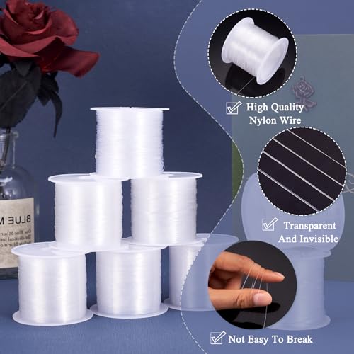 Pandahall 20m/roll 0.5mm Transparent Crystal Nylon Beading Wire Invisible Nylon Fishing Wire Cord for Hanging Decorations Jewelry Bracelet Making Craft String