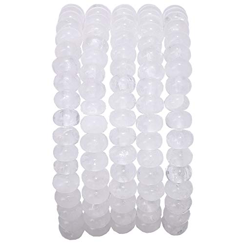 BEADIA Natural White Quartz Crystal Stone Rondelle 4x6mm Loose Semi Gemstone Beads for Jewelry Making 38cm - color: White Quartz Crystal Rondelle, size: 4x6mm