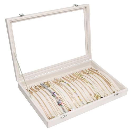 Vicoter Velvet Necklace Display Jewelry Tray 20 Hook Necklace Tray Necklace Pendant Jewelry Tray for Women and Girls - color: Beige, size: 20 Hook