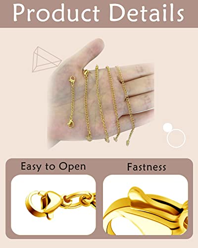 OHINGLT Necklace Extender 10Pcs Chain Extenders for Necklaces Bracelet, 14K Gold Plated Stainless Steel Extension Chain for Women Jewelry Making - color: Necklace Extender 10Pcs Gold