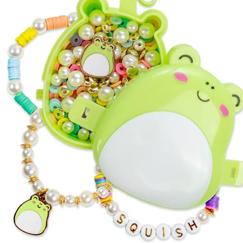 Original Squishmallows Wendy The Frog Bracelet Kit, Makes 3 Accessories, Fun Beads and Charms, Bonus Keychain, Friendship Jewelry Making Set, Gifts for Girls, Craft Kits, Arts and Crafts for Kids - style: Wendy the Frog