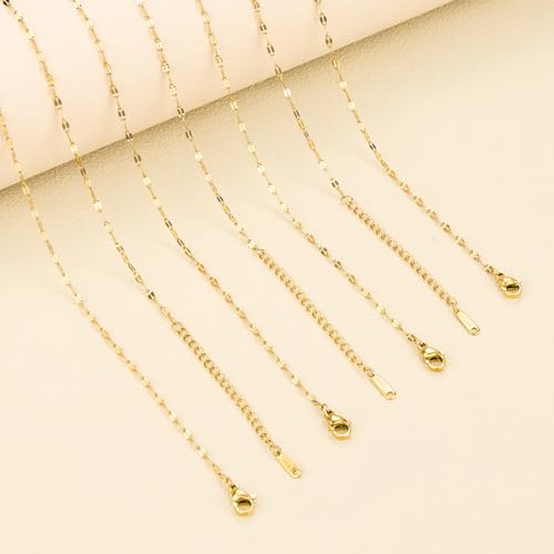 12 Pack Gold Stainless Steel Lip Link Chain Necklace Bulk Handmade Jewelry Necklace for Women Men - color: Gold Lip, size: 20 inches