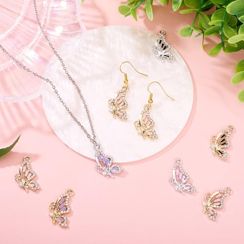 FASHEWELRY 24Pcs Alloy Enamel Butterfly Charms for Jewelry Making, 6 Styles Butterfly Jewelry Charms Flying Insect Charms for Necklace Bracelet Earrings DIY Supplies - color: 6 Styles-Butterfly