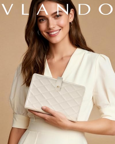 VLANDO Travel Jewelry Organizer Case,Large Jewelry Storage Book Ring Binder with Clear Zipper Velvet Jewelry Pouches Bags for Rings,Bracelet,Earrings-Cream White - color: 01.Cream White
