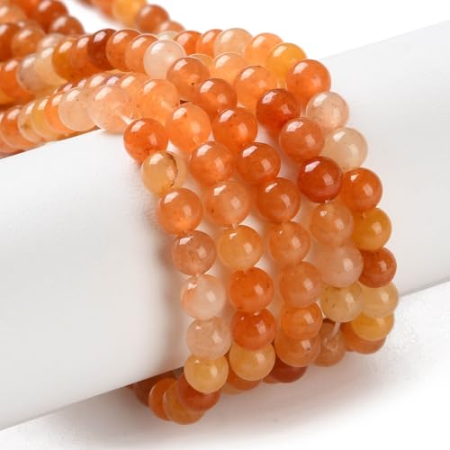 4MM 5 Strands 400 pcs Orange Round Theme Natural Red Aventurine Beads Round Stone Spacer Beads for DIY Jewelry Necklace Bracelet Earring Keychain Craft Decor - color: Orange Round Beads-400 pcs