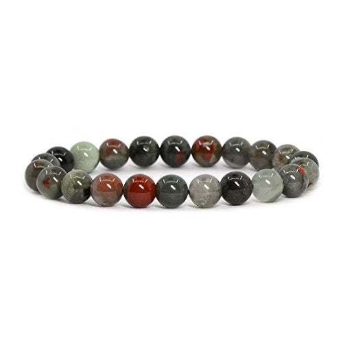 Justinstones 8mm Round Beads Stretch Bracelet 7 Inch Unisex - color: African Bloodstone