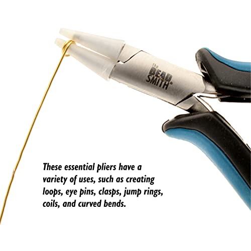 The Beadsmith Round Nose Nylon Jaw Pliers – 5 inches (127mm) – Ergonomic Handle, Double Leaf Springs – Includes Replacement Heads – Jewelry Making Tool for Creating Bracelets, Earrings & Necklaces - style: Round Nose