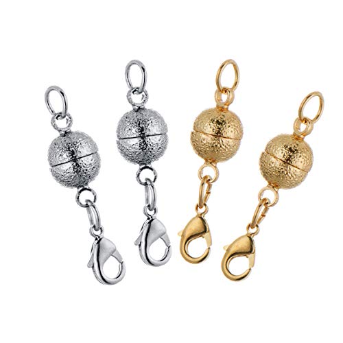 Magnetic Jewelry Clasp for Bracelet Necklace 8mm Nail Sand Scrub Finishes Round Design Gold/Silver Color - color: Nail-sand Gold and Silver