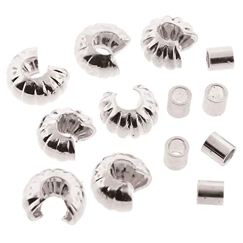 The Beadsmith Basic Elements Crimp Tubes & Corrugated Crimp Covers Designed to Secure The Ends of Jewelry Stringing Cables & Wires, Silver Color