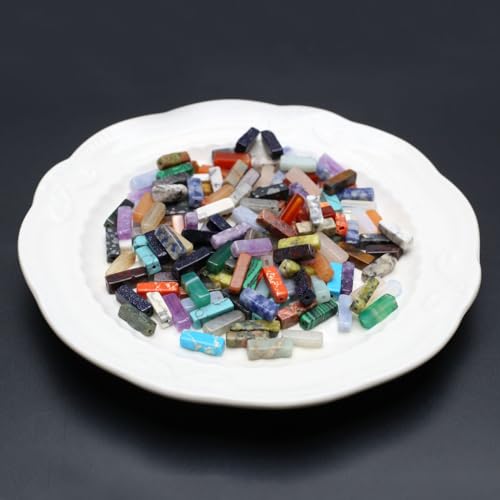 40 Pcs Healing Loose Beads Rectangle Shape Natural Necklace Stone Pendants Crystal Charms for Jewelry Making DIY Craft - color: rectangle