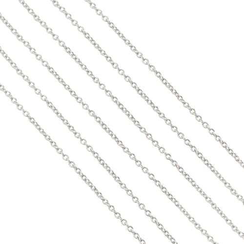 60 Feet Metal Iron Jewelry Chains 2 mm Bulk Gold and Silver Necklace Link Chains for Jewelry Making (Steel Color) - color: Steel color