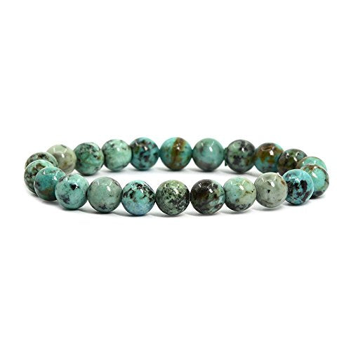 Justinstones 8mm Round Beads Stretch Bracelet 7 Inch Unisex - color: African Turquoise
