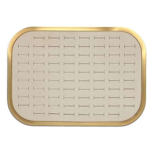 TheDisplayGuys - Aluminum Jewelry Organizer Display Tray - Faux Suede Insert - 76 Ring Holder Slots - Gold/Beige - color: Beige Suede, size: Ring Slots - 76, style: Aluminum - Gold