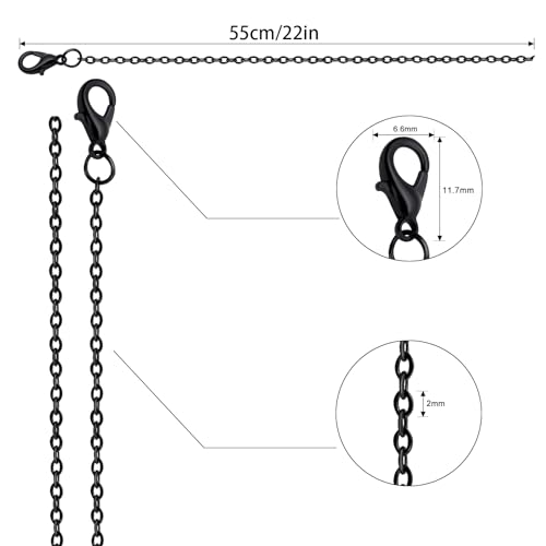 Lemonkey 24 Pack Necklace Chains Bulk,Black Plated DIY Cable Link Chains for Jewelry Making 22 Inches - color: Black, size: 22inch